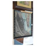 TRAIN WALL-ART, FRAME NEEDS REPAIRED