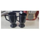 (2) INDIANA GLASS BLACK AMETHYST IRISH COFFEE MUGS
