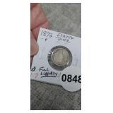 1872  SEATED LIBERTY DIME