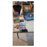 LOT OF GOODIES *WASTE BASKET, PUZZLES, HEATING PAD