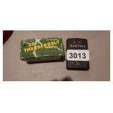 BOX OF THUNDERBOLT .22 LONG RIFLE AMMO & LIGHTER