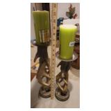 PAIR OF DECORATIVE ANTLER CANDLE HOLDERS W/ CANDLS