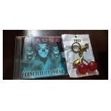 D-FUSE CD AND CHERRIES KEYCHAIN, NEW