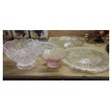LOT OF CUT GLASS BOWLS, PLATTERS, ETC.