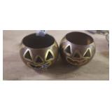 (2) HALLOWEEN PUMPKIN CANDLE HOLDERS