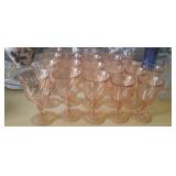 (21) PINK SWIRL WINE GLASSES