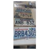 (2) ARKANSAS, (2) WASHINGTON LICENSE PLATES