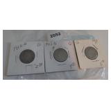 (3) 1912-D LIBERTY V-NICKELS
