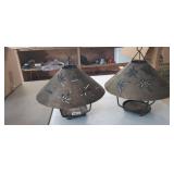 (2) PUNCHED TIN HANGING CANDLE HOLDERS