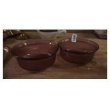 (2) CORNING VISIONS RIBBED GLASS BOWL IN CRANBERRY