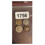 (4) SILVER ROOSEVELT DIMES