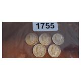 (5) SILVER MERCURY DIMES