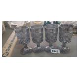 (4) DIAMONDPOINT CORDIAL GLASSES