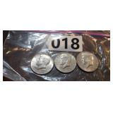 (3) 40% SILVER 1967 KENNEDY HALF DOLLARS