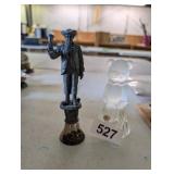 COLONIAL MAN PEWTER BELL AND TEDDY GLASS
