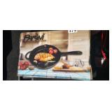 PARINI CAST IRON 10' GRILL PAN SKILLET, NEW IN BOX
