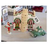SNOW VILLAGE PISA PIZZA *WITH DRIVER AND CAR