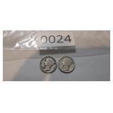 1941 & 1942-D SILVER MERCURY DIMES
