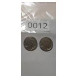(2) 1936 BUFFALO HEAD NICKELS