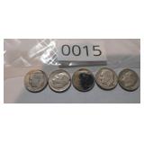 (5) SILVER ROOSEVELT DIMES