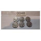 (6) BUFFALO HEAD NICKELS, (HARD TO READ DATES)