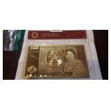 ENGLAND GOLD FOIL  BANKNOTE WITH COA