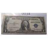 1935 ONE DOLLAR BLUE SEAL, SILVER CERTIFICATE