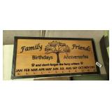 BIRTHDAY AND ANNIVERSARY WALL REMINDER