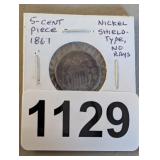 1867 SHIELD NICKEL
