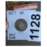 1857 SEATED LIBERTY HALF DIME