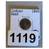 1865 INDIAN HEAD PENNY
