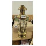 BRASS OIL LANTERN WITH GLASS PANELS