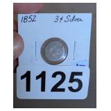 1852 3 CENT SILVER TRIME