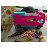 LITTLE PEOPLE VAN AND BARBIES