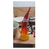 VINTAGE KANAWHA AMBERINA CRACKLE GLASS PITCHER