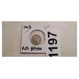 1943 SILVER 3 PENCE COIN