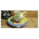 HAND PAINTED PLATTER AND PITCHER SET