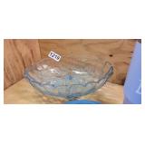LIGHT BLUE INDIANA GLASS FOOTED FRUIT BOWL