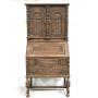 Vintage carved wood secretary desk cabinet