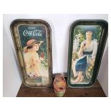 Vintage Coca Cola trays and tin