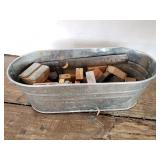 Vintage wood letter stamps and folding ruler