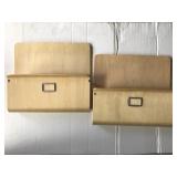 Two blond wood organizers