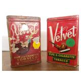 Pair of Velvet tobacco tins