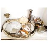 Vintage silver lot with platters and pan