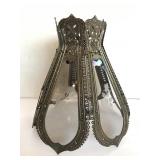 Ornate metal and glass lampshade