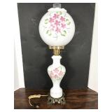 Vintage electric milk glass lamp
