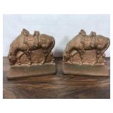 Pair of vintage cast metal horse bookends