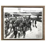 Old framed photo of Capital Airlines plane & crowd