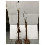 Pair of adjustable wood lamps