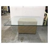 Glass top pedestal coffee table